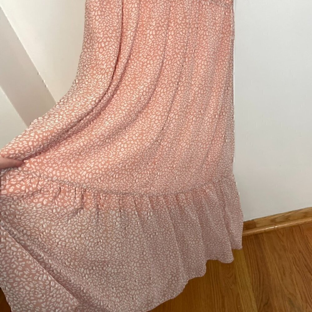 FASHION Flowy Midi Tiered Ditsy Floral Dress Rose Pink Faux Wrap XXL - NO BELT - Picture 10 of 15